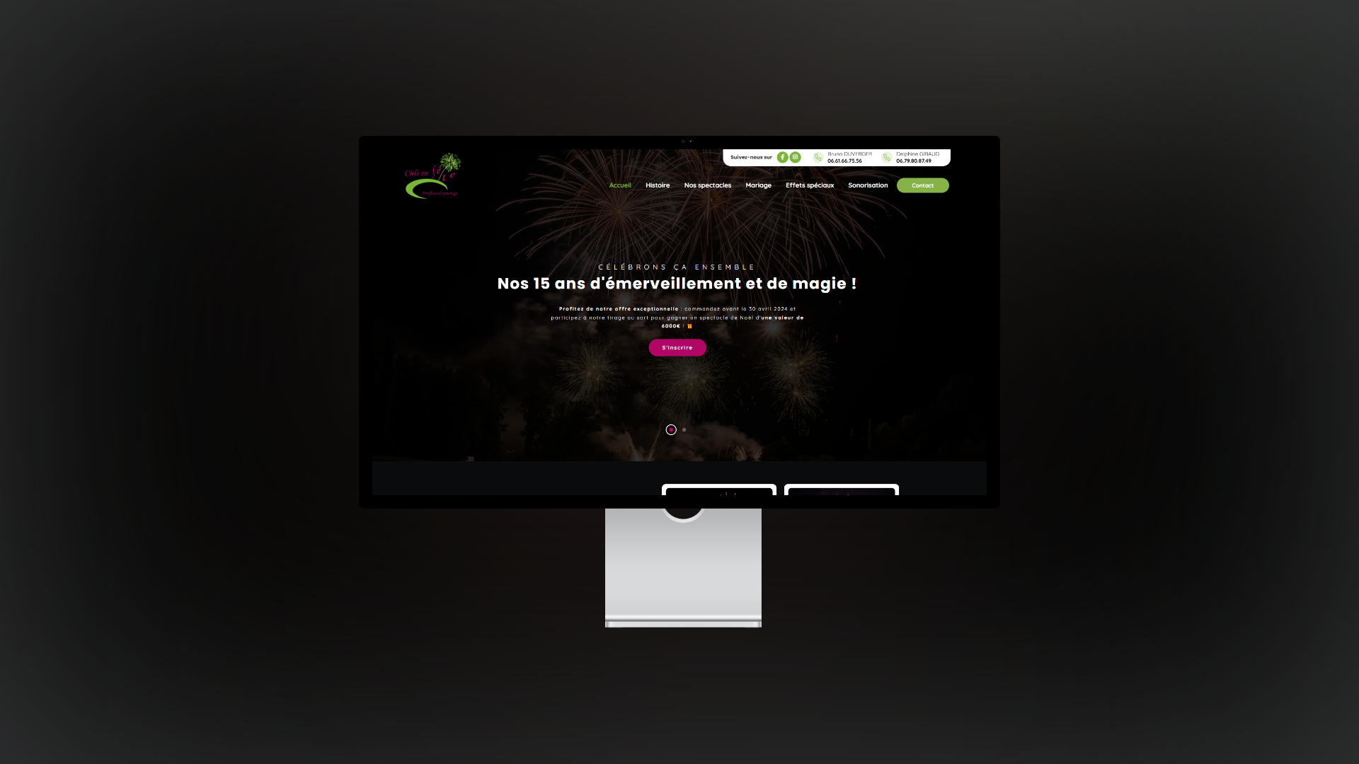 Capture d'écran du projet Ciels en Fête - Site vitrine réalisé par 2MWeb