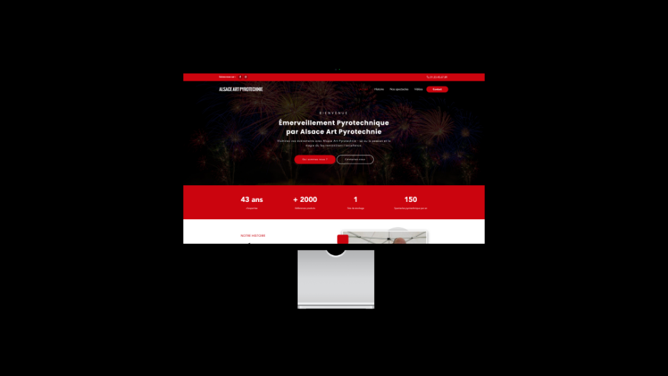 Capture d'écran du projet Alsace Art Pyro - Site vitrine réalisé par 2MWeb